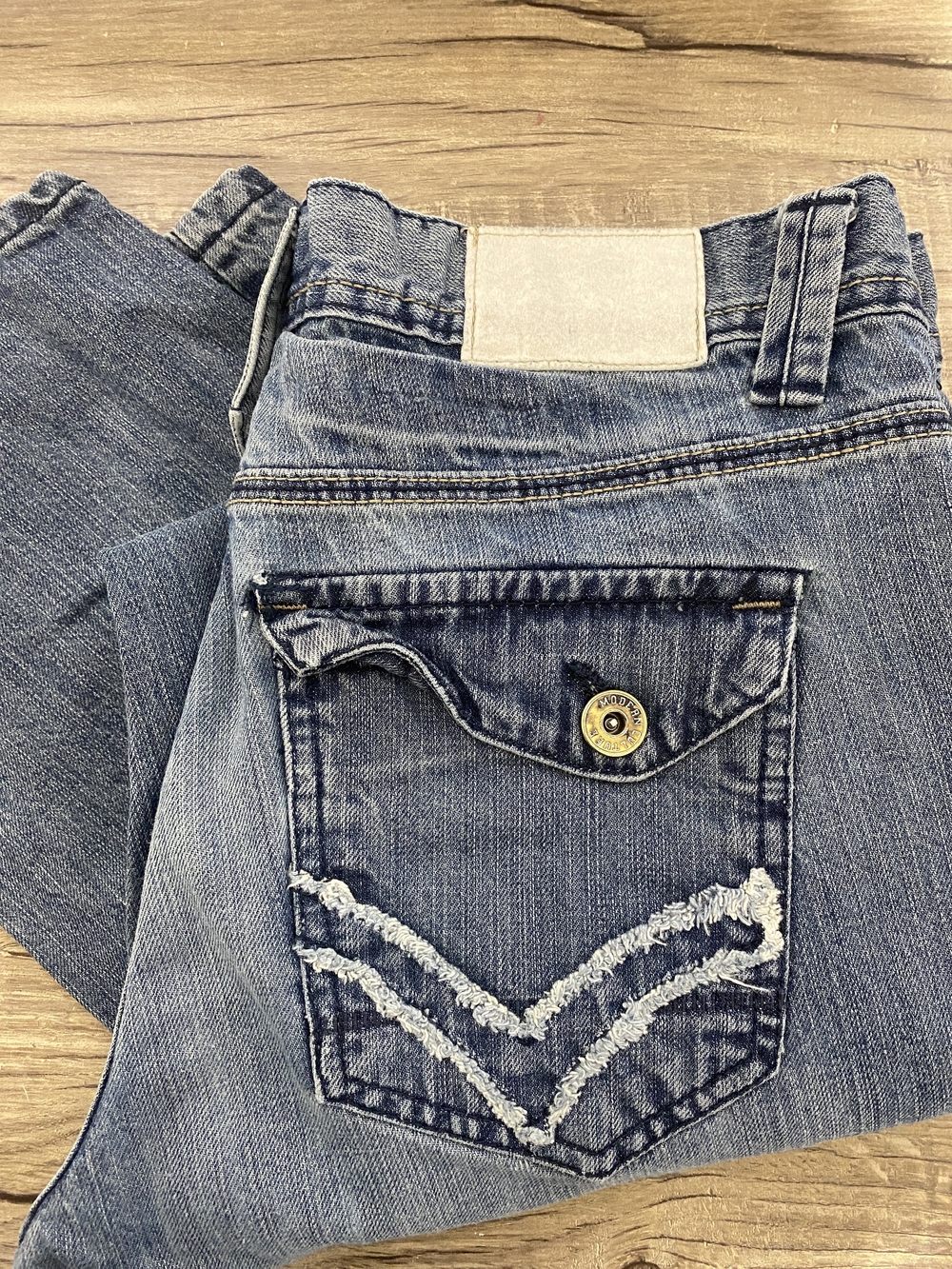 Men's Washed Blue Denim Jeans - Classic Straight Fit